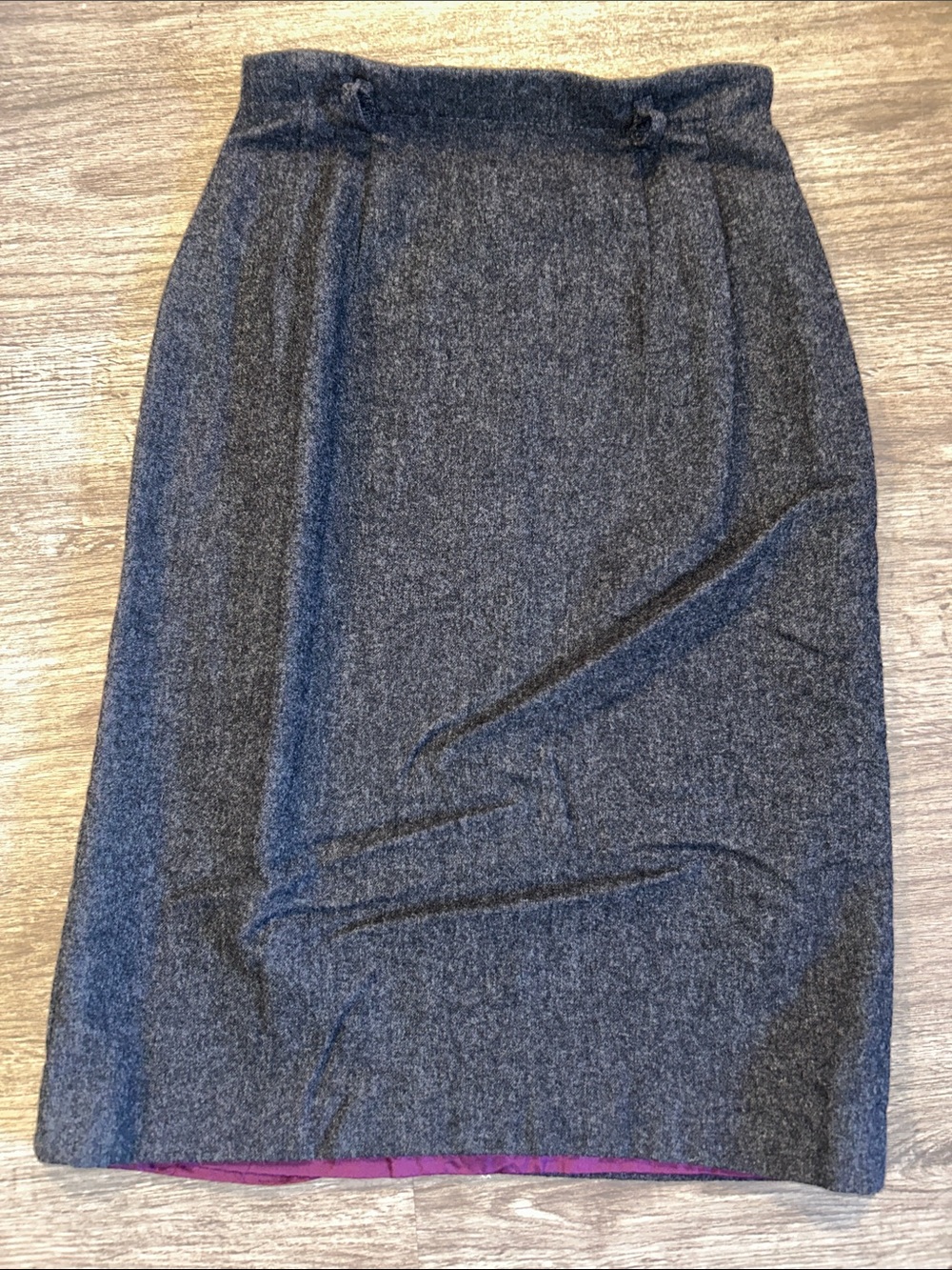 Pendleton Vintage 100% Virgin Wool Pencil Skirt USA Gray Burgundy Lined XS 2